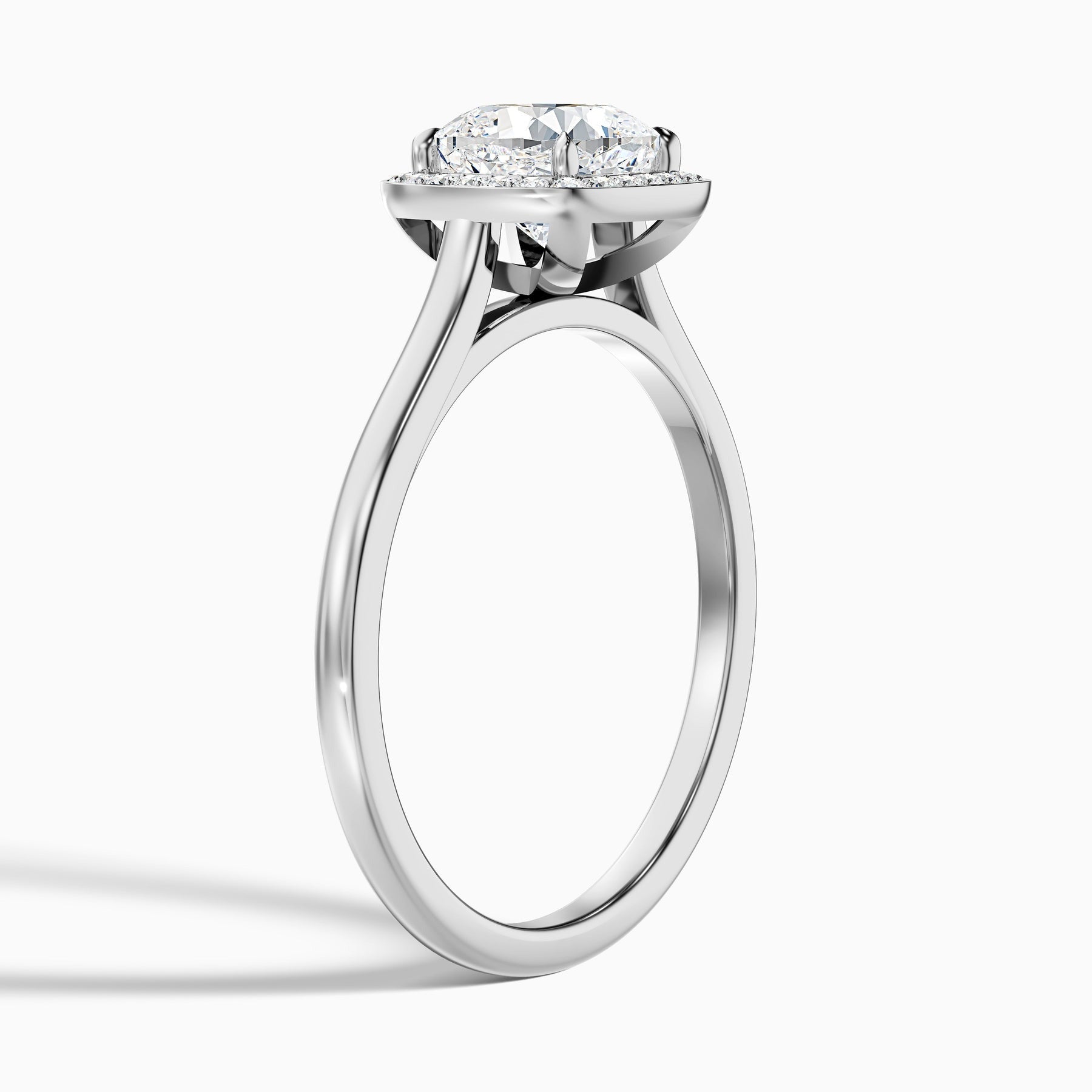 Veloura 1 Carat Cushion Cut Halo Lab Grown Diamond Ring in 10k White Gold